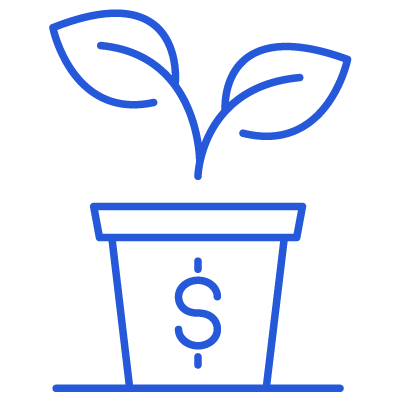 Una planta en maceta con un signo de dólar.